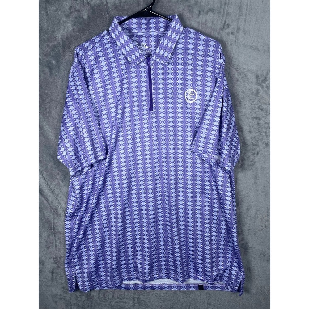 Rusty Putter Golf Men's Cambria Golf Zip Up Polo Shirt Purple Blue Size Large